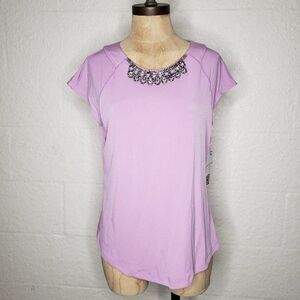 NWT Liz Claiborne Lavender Embellished Top Size PM